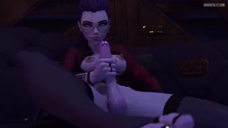 Futa Widowmaker Masturbation and AutoFellatio [Rentegra]