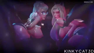 Evelynn and Ahri BLACKED in Night Club [Kinkycat3D]