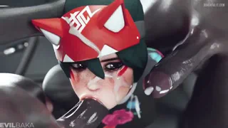 Kiriko BBC Double Blowjob Bukkake [Evilbaka]