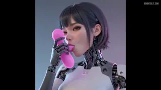Chica Robot Lamiendo