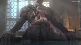 Force her to ride the monster cock or else. This way she has a use