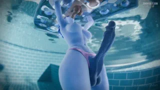 Ashe relaxing in the pool [Overwatch] (Thefastestgman)