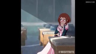 Uraraka fantasizing about being deku's plaything in class (Misfitbite)
