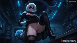 2B Dancing at the Space Station [Music]