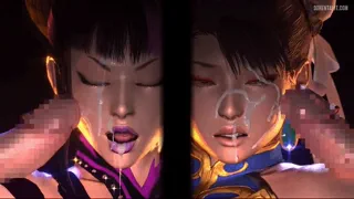Juri Han & Chun-li Cumshot