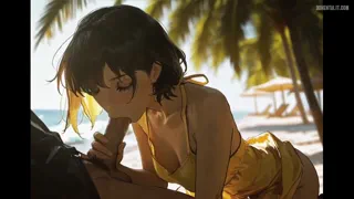 Yellow Dress Girl’s Beach Threesome (Sounds)