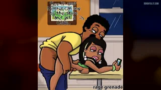 Free-use world: Casually bending (Roberta) over, taking off her pants and sliding my cock in her tight pussy while she's on the phone