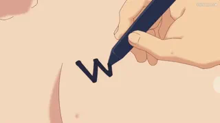 Writing on teacher's boobs [Yowayowa Sensei]