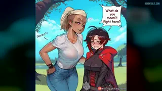 Ruby Rose x Harriet Bree x Yang Xiao Long x Blake Belladonna x Weiss Schnee (Rwby) [u/ElderBerry006]
